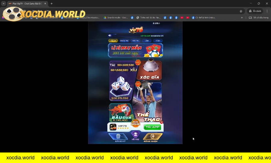 Giao diện chơi game bài và mini game thể thao online