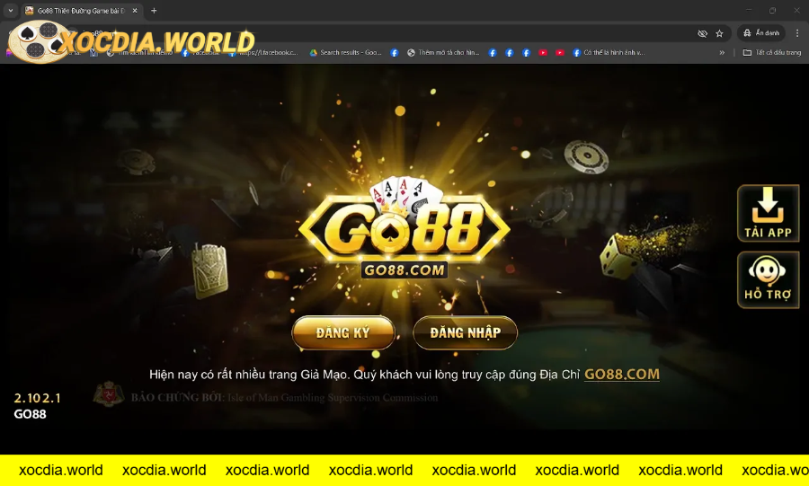 Giao diện trang web casino trực tuyến GO88
