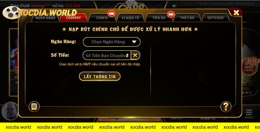 Nạp tiền qua codepay